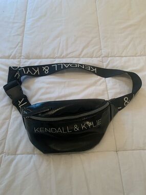 Kendall & Kylie Black Logo Belt Bag with Branded Strap